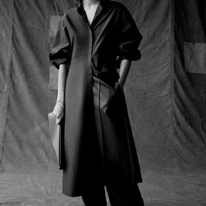 COS Organic Cotton Collarless Shirt Dress(Black)